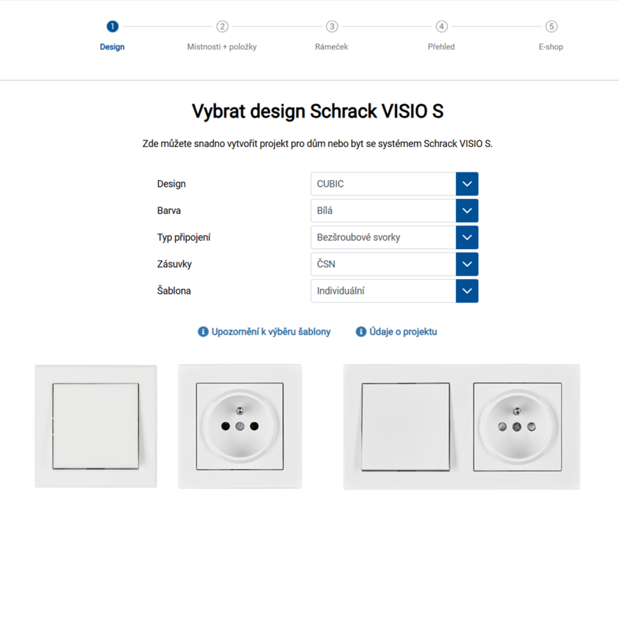1. krok konfigurátoru VISIO S od Schrack Technik