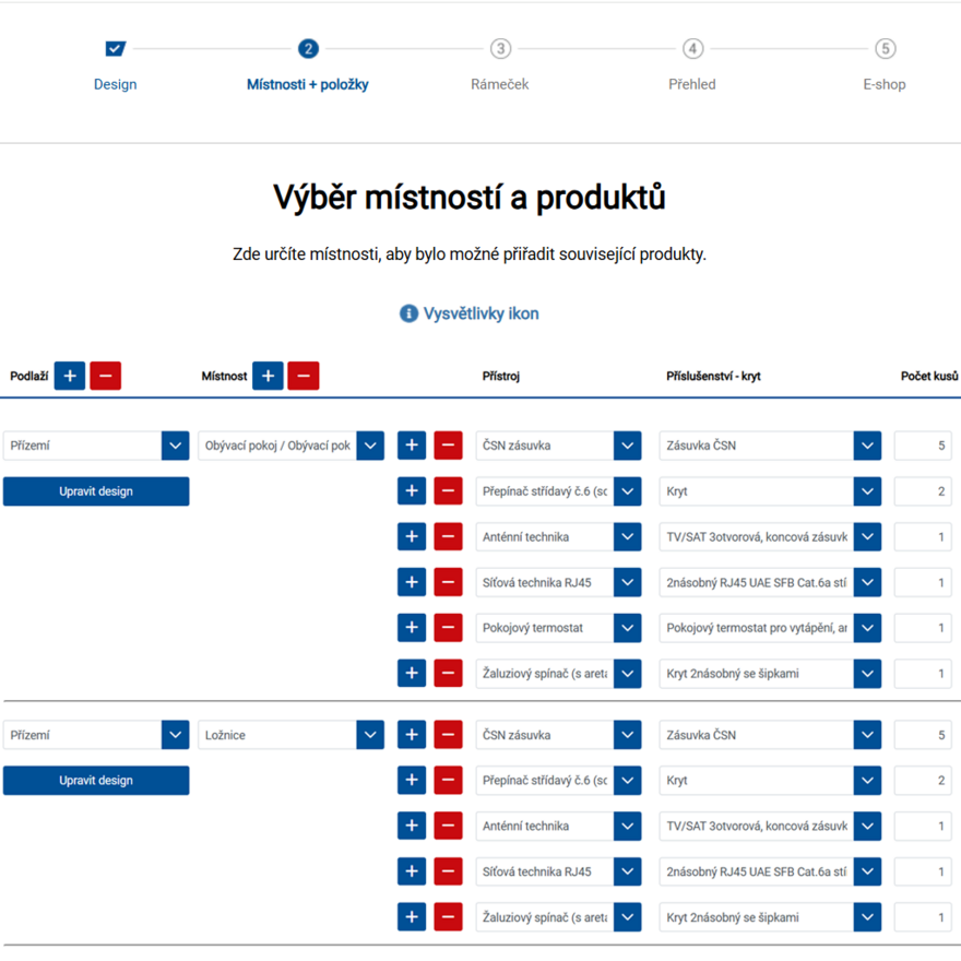 2. krok konfigurátoru VISIO S od Schrack Technik